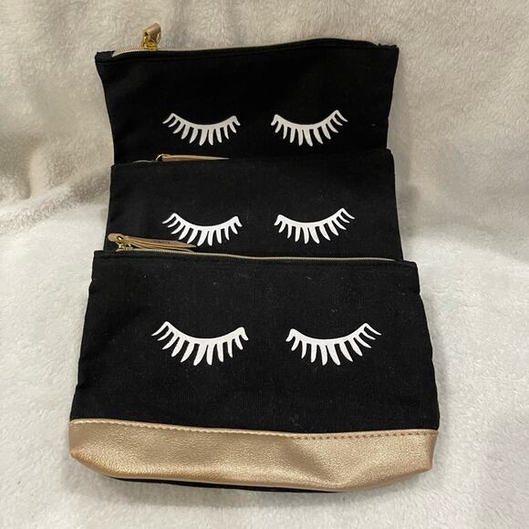 Ipsy 2018 Lashing Out Limited Edition Black and Gold Pouch 3 Set - Picture 2 of 4